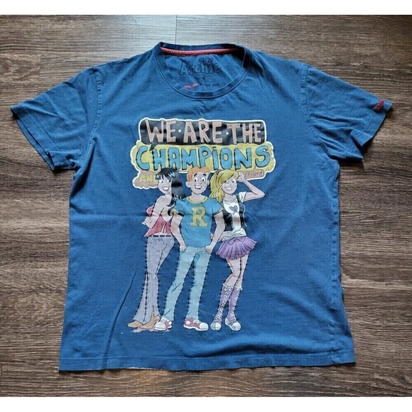 Archie We Are The Champions Graphic Crew Neck Short Sleeved Tee Shirt, Men's L - Picture 1 of 8